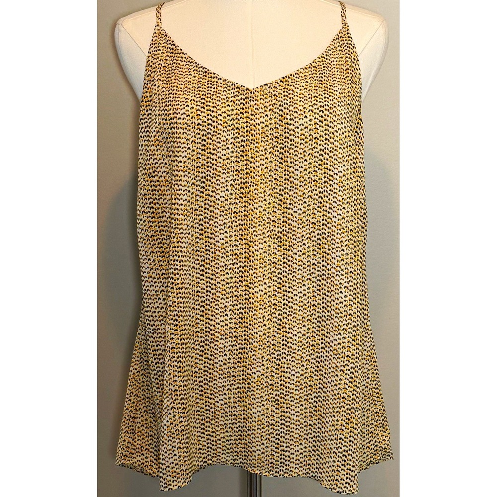 CAbi Yellow Black White V-Neck Spaghetti Strap Camisole Tank Women M Perfect